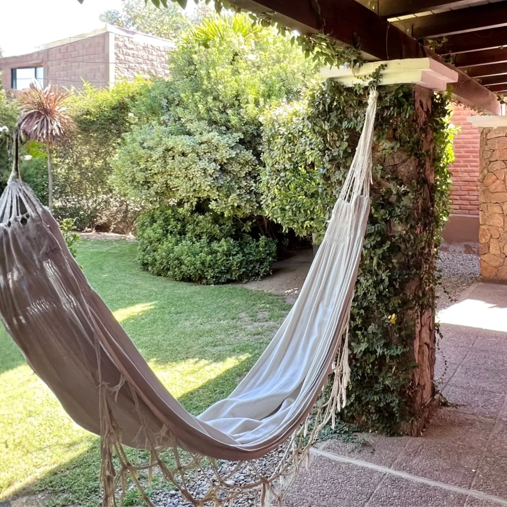jardín de la suite en Chilecito con hamaca para descansar al aire libre