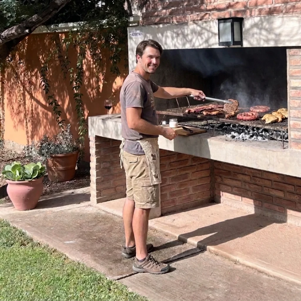 parrilla en la suite en Chilecito con espacio para cocinar al aire libre